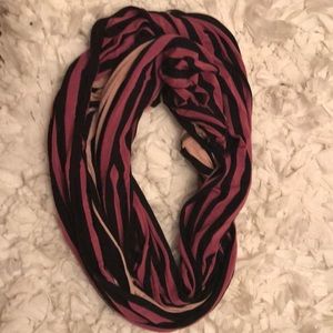 Pink and black infinity scarf
